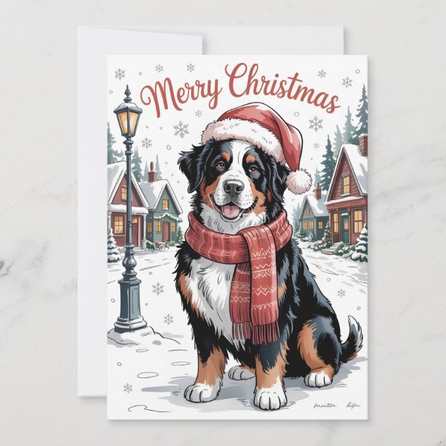 Bernese mountain dog personlig jul  julkort (Framsida)