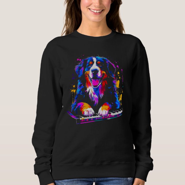 Bernese Mountain Dog Pianist T Shirt (Framsida)