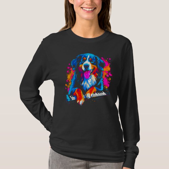 Bernese Mountain Dog Piano T Shirt (Framsida)