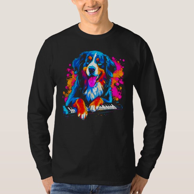 Bernese Mountain Dog Piano T Shirt (Framsida)