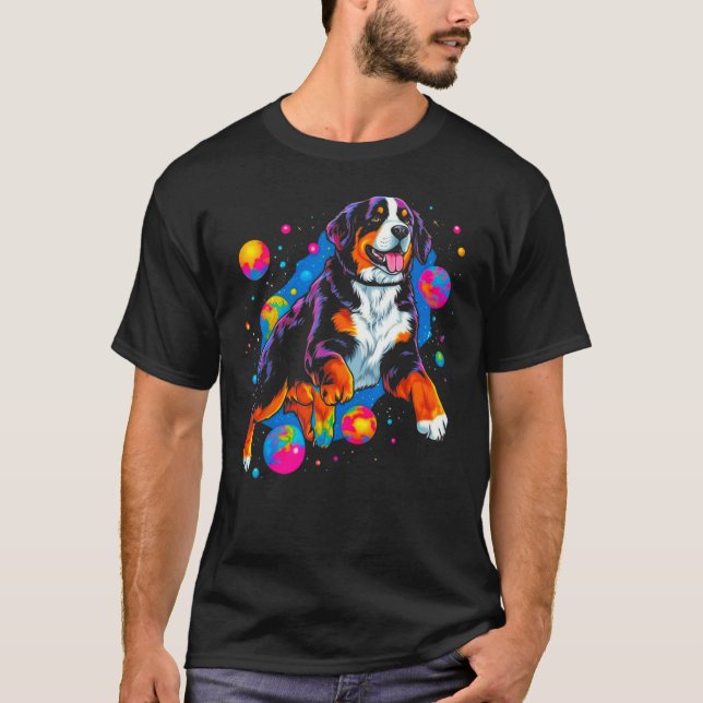 Bernese Mountain Dog Planet Space T Shirt (Framsida)