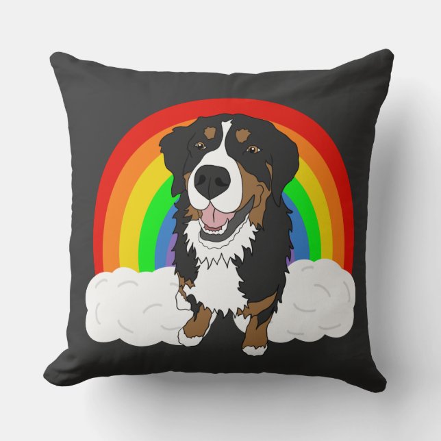 Bernese Mountain Dog Regnbåge  Kudde (Framsida)