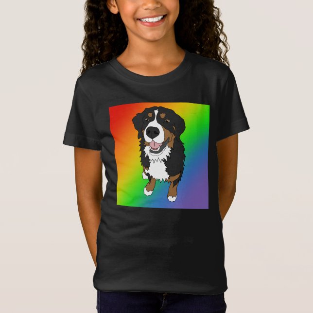 Bernese Mountain Dog Regnbåge  T Shirt (Framsida)