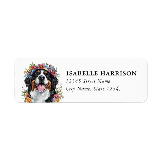 Bernese Mountain Dog Returadressetiketter Returadress Etikett (Framsidan)