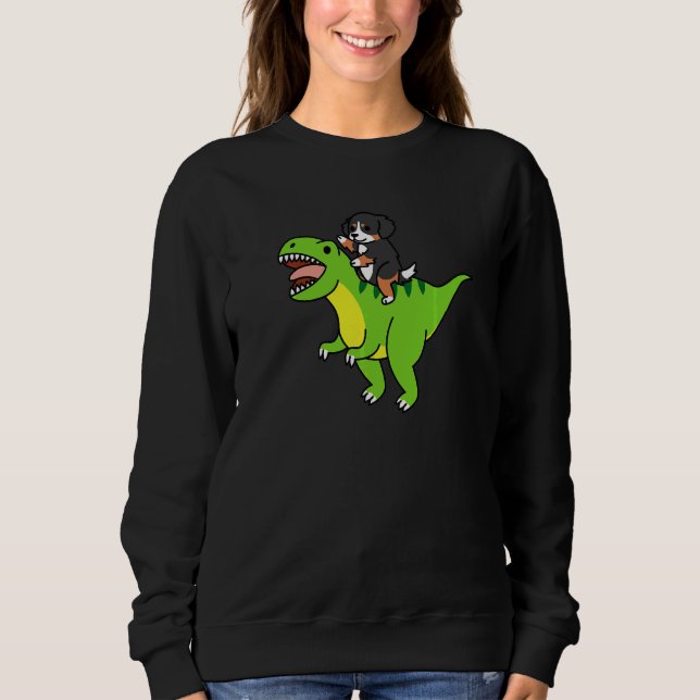 Bernese Mountain Dog Ridning Rex Dinosaur Hund   T Shirt (Framsida)