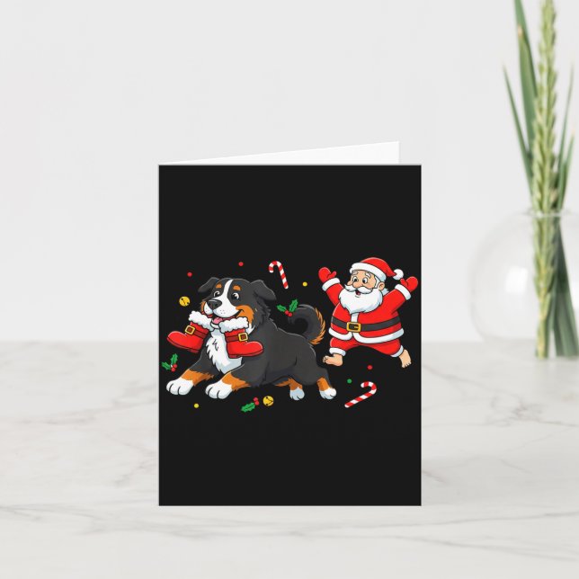 Bernese Mountain Dog Santa Claus Boots Christmas W Kort (Framsida)
