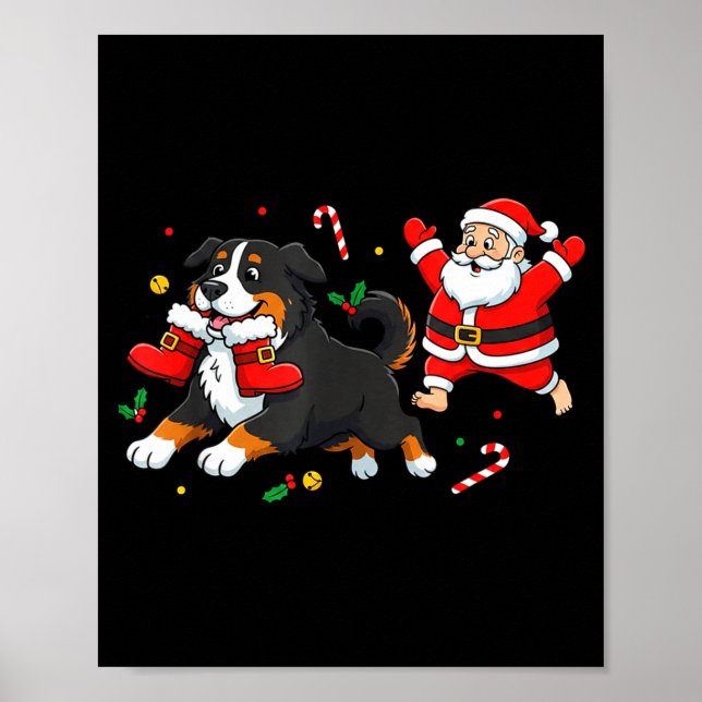 Bernese Mountain Dog Santa Claus Boots Christmas W Poster (Framsidan)