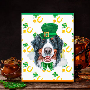 Bernese Mountain Dog Shamrock St. Patricks Day Helg Vykort