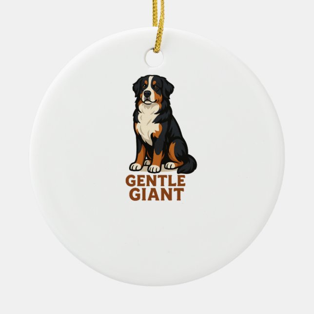 Bernese Mountain Dog Sköna jätte. Julgransprydnad Keramik (Framsidan)