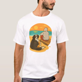 Bernese Mountain Dog Solnedgång Strand Kamrat T Shirt