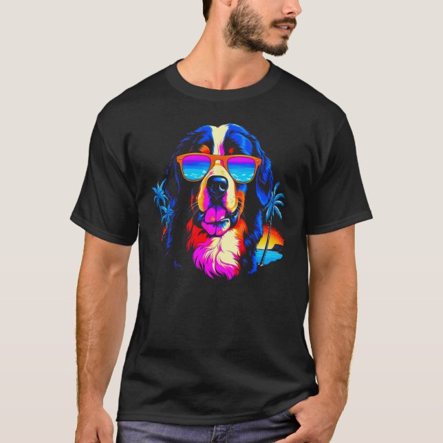 Bernese Mountain Dog Summer Party T Shirt (Framsida)