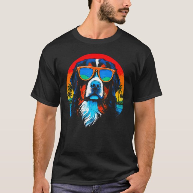 Bernese Mountain Dog Sunglasses Summer T Shirt (Framsida)