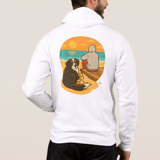 Bernese Mountain Dog Sunset Beach Companion T Shirt (Baksida)