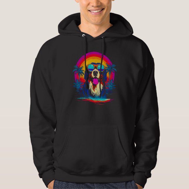 Bernese Mountain Dog Sunset Hoodie (Framsida)