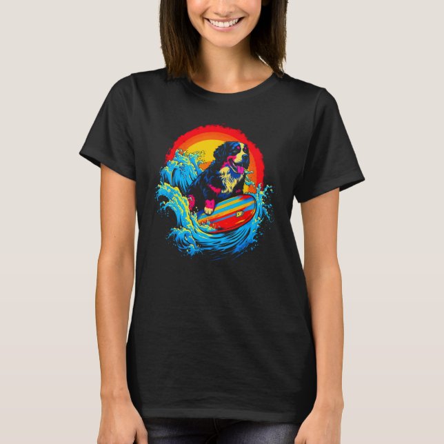 Bernese Mountain Dog Surf T Shirt (Framsida)