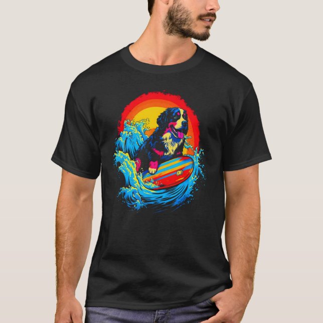 Bernese Mountain Dog Surf T Shirt (Framsida)