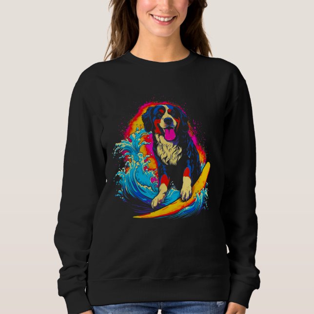 Bernese Mountain Dog Surfer T Shirt (Framsida)