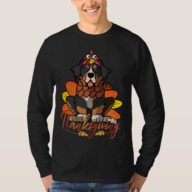 Bernese Mountain Dog Thanksgiving Dog Turkey Costu T Shirt (Framsida)