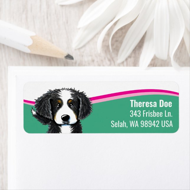 Bernese Mountain Dog Vågadressetikett Returadress Etikett (Insitu)