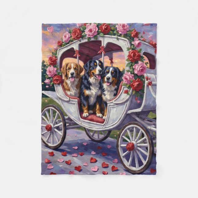 Bernese Mountain Dog Valentine's Day Fleecefilt (Framsidan)