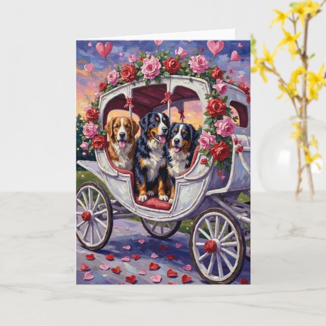 Bernese Mountain Dog Valentine's Day Kort (Gul blomma)