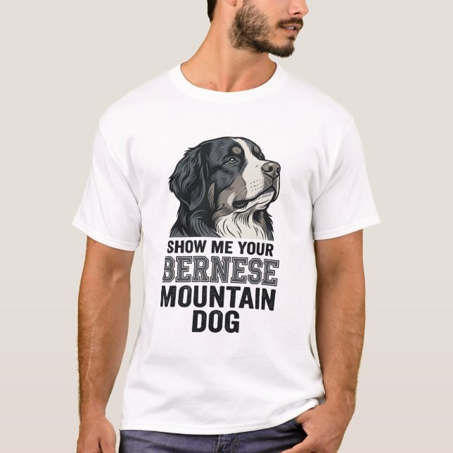 Bernese Mountain Dog Vintage Gravyr T-Shirt Design (Framsida)