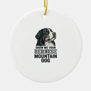 Bernese Mountain Dog Vintage Gravyr T-Shirt Design Julgransprydnad Keramik