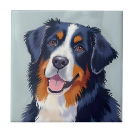 Bernese Mountain Dog | Watercolor Painting Kakelplatta