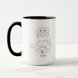 Bernese Mountain Dog with Heart Line Art Mugg