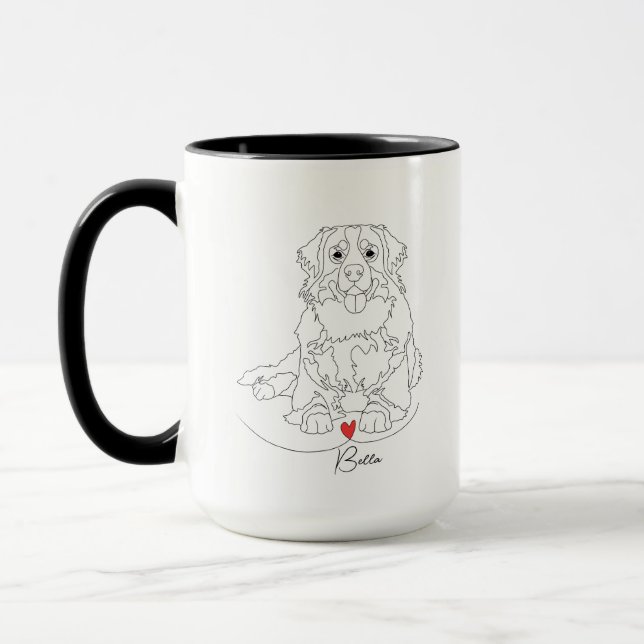Bernese Mountain Dog with Heart Line Art Mugg (Vänster)