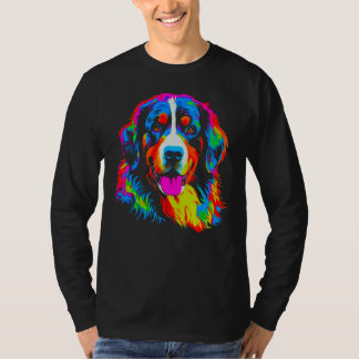 Bernese Mountain Dog Yellow Pink Orange Blue Green T Shirt
