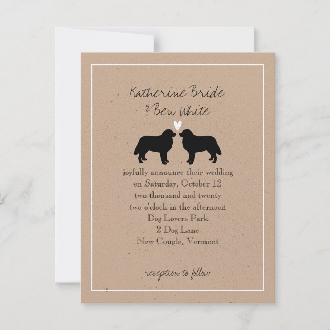 Bernese Mountain Dogs Bröllopsinbjudan Inbjudningar (Framsida)