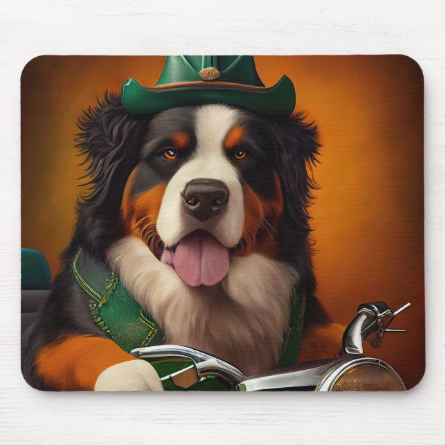 Bernese Mountain Driving Bike St. Patrick's Day Musmatta (Framsidan)