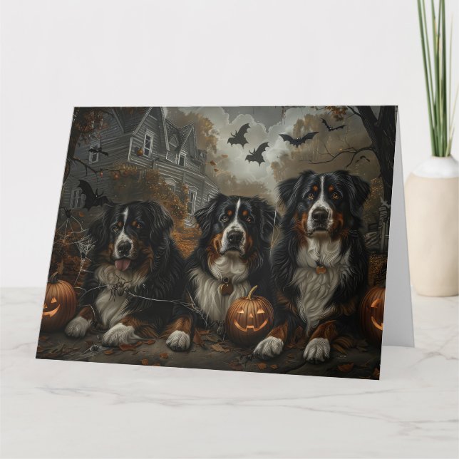 Bernese Mountain Halloween Night Doggy Delight Kort (Framsida)
