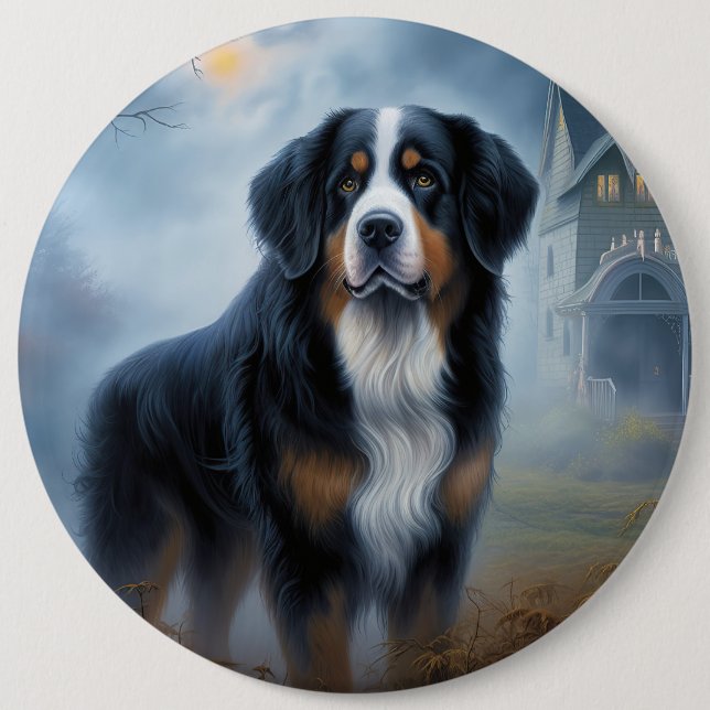 Bernese Mountain Halloween Skräck Knapp (Framsida)
