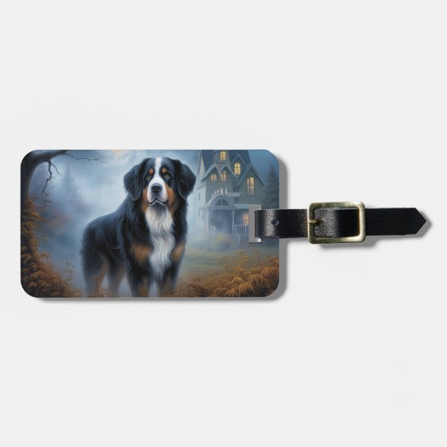 Bernese Mountain Halloween Skräckinjagande Bagagebricka (Horisontell Framsida)