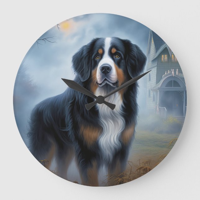 Bernese Mountain Halloween Skräckinjagande Stor Klocka (Framsida)