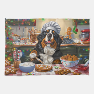 Bernese Mountain Helgdag Baking: Festive God jul Kökshandduk