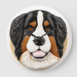 Bernese Mountain Hund 3D Inspired Stor Klocka
