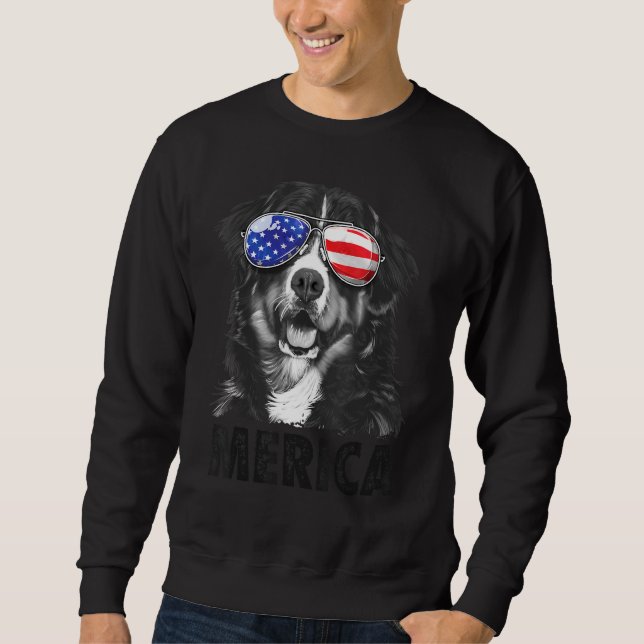 Bernese Mountain Hund 4 juli Merica Manar Americ Lång Ärmad Tröja (Framsida)