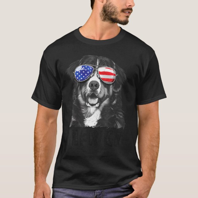 Bernese Mountain Hund 4 juli Merica Manar Americ T Shirt (Framsida)