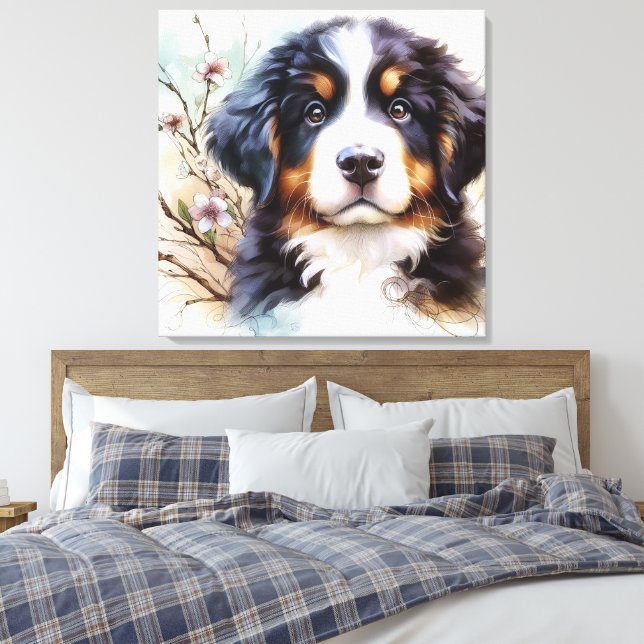 Bernese Mountain Hund AI Puppy Canvastryck (Insitu (sovrum))