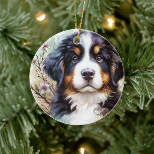 Bernese Mountain Hund AI Puppy Julgransprydnad Keramik