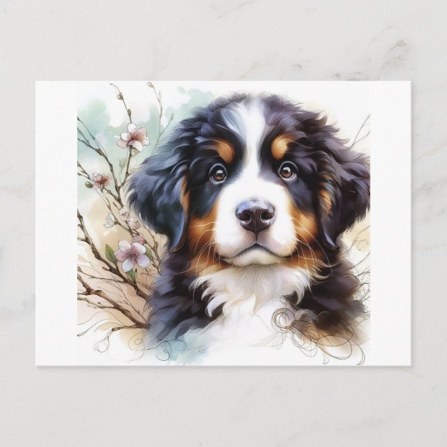Bernese Mountain Hund AI Puppy Vykort (Framsida)