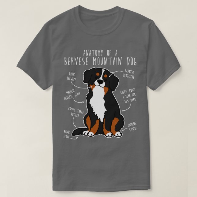 Bernese Mountain Hund Anatomy 1 T Shirt (Design framsida)