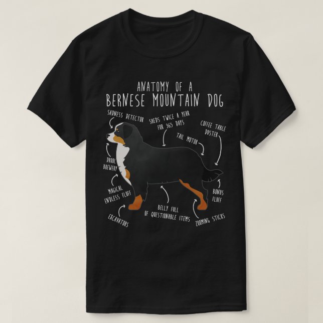 Bernese Mountain Hund Anatomy 2 T Shirt (Design framsida)