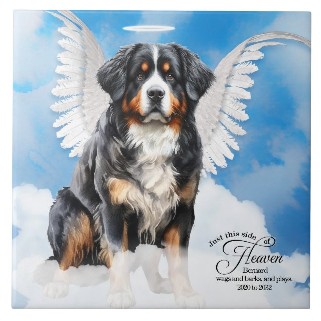 Bernese Mountain Hund Angel Anpassningsbar Pet Mem Kakelplatta (Framsidan)