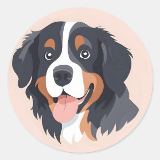 Bernese Mountain Hund Ansikte Sticker Runt Klistermärke
