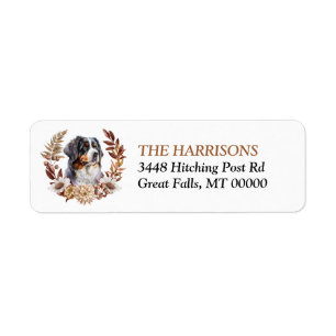 Bernese Mountain Hund Autumn WAN Returadress Etikett
