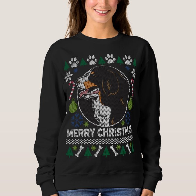 Bernese Mountain Hund aveln Ugly jul Sweater Tee (Framsida)